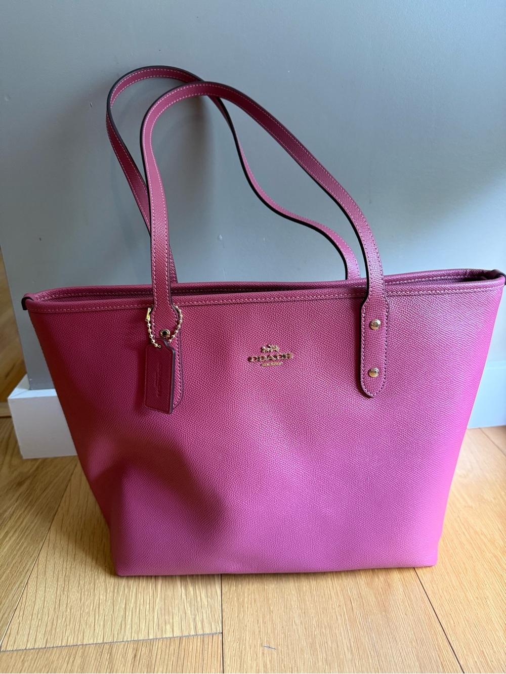 Coach Pink Leather Tote with Gold Hardware